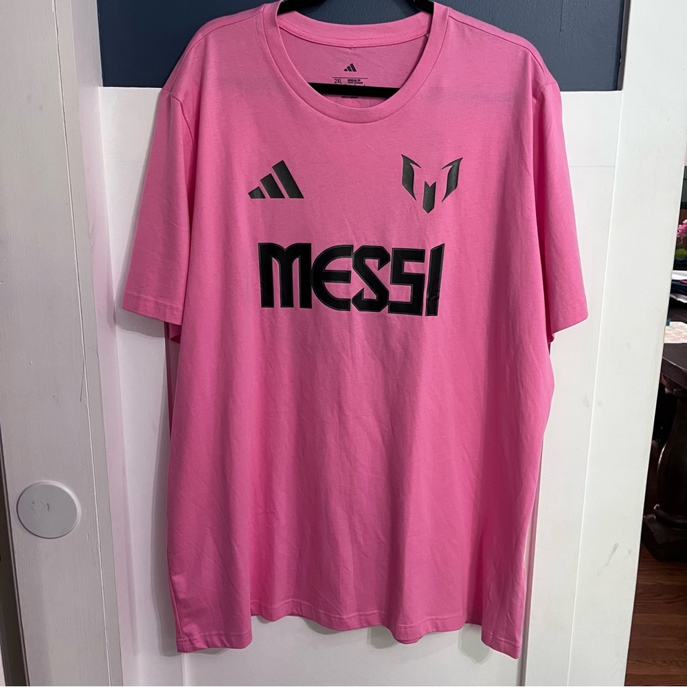 Adidas Men's Lionel Messi T-shirt Size 2XL Pink Cotton